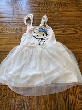 Sanrio Hello Kitty White Dress with Blue Bow and Pink Hearts
